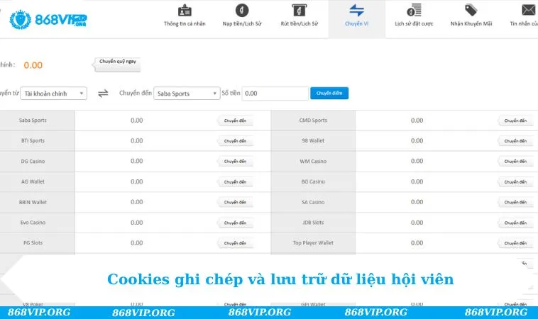 Chính Sách Bảo Mật 868VIP 148 Cookies ghi chép và lưu trữ dữ liệu hội viên