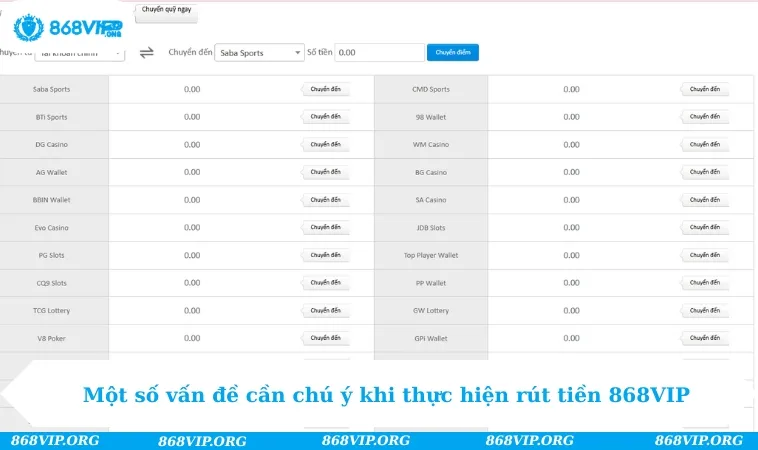 Rút Tiền 868VIP 181 Một số vấn đề cần chú ý khi thực hiện rút tiền 868VIP