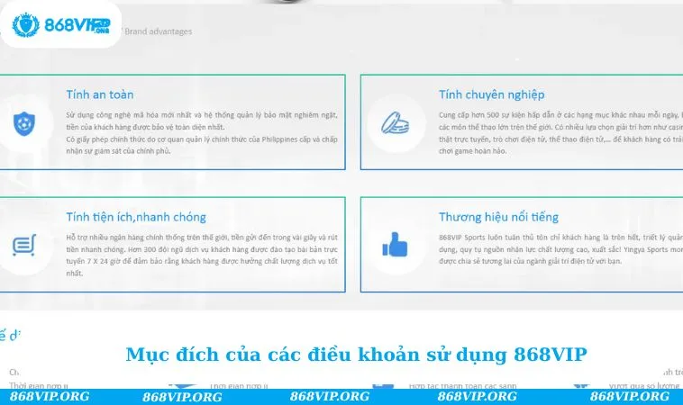 Điều Khoản Sử Dụng 868VIP 142 Mục đích của các điều khoản sử dụng 868VIP