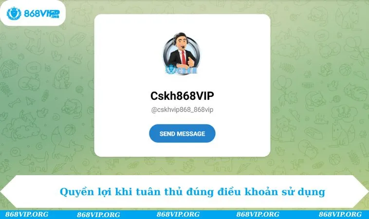 Điều Khoản Sử Dụng 868VIP 142 Quyền lợi khi tuân thủ đúng điều khoản sử dụng