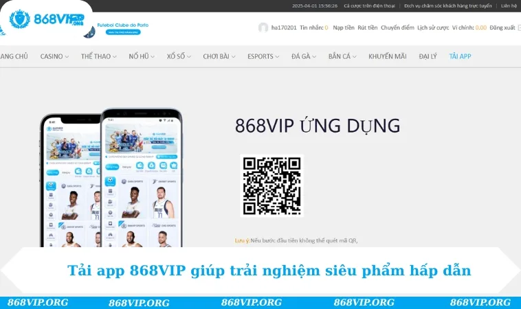 Tải App 868VIP 186 Tải app 868VIP giúp trải nghiệm nhiều siêu phẩm hấp dẫn tiện lợi